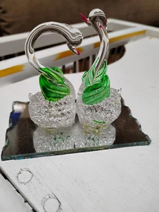 paar mundgeblasene Glas Schwanen Figuren - Bild 1 von 4