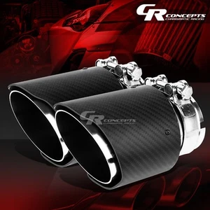 PAIR STAINLESS 2.5" INLET 4" TIP FIBERGLASS COVER CLAMP-ON FLANGE MUFFLER TIPS - Picture 1 of 5