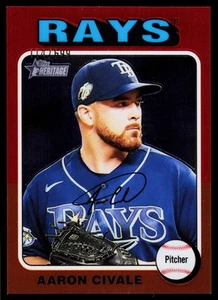 Aaron Civale 2024 Topps Heritage Chrome #/699 SN Tampa Bay Rays - Picture 1 of 2