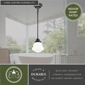 Farmhouse Pendant Hanging Light Fixture Milkglass NEW IN BOX - Picture 1 of 5