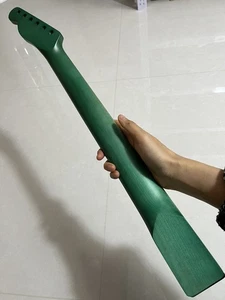 Stainless 22Frets green satin DIY Flame Maple Electric guitar Neck Bone nut - Picture 1 of 7