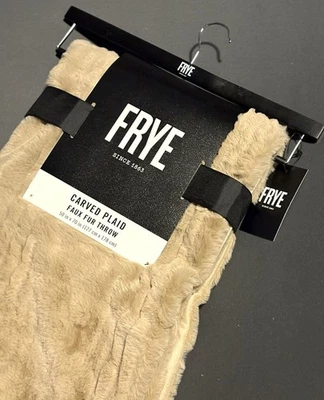 FRYE Faux Fur Throw Blanket 50 x 70" Beige Tan Light Brown NWT TEXTURED - Image 1 of 4