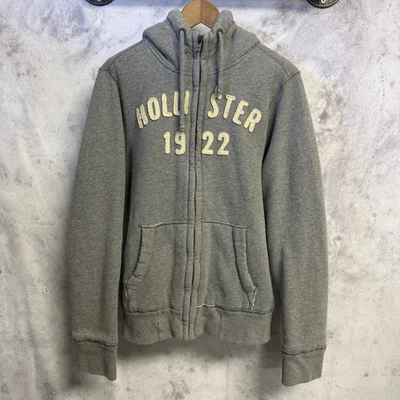 Sudadera con Capucha Hollister Cremallera Completa Para Hombre Pequeña Forrada de Piel Sintética Gris 21x26 Foto 1 de 4