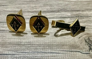 Vintage Fraternity Cufflinks & Tie Clip ALPHA GAMMA SIGMA Gold Tone Ohio State - Picture 1 of 6