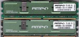2GB 2x1GB Wintec AMPO DDR2-667 PC2-5300 RAM Kit w/HEATSPREADERS 3AMD2667-1G2-R - Picture 1 of 2