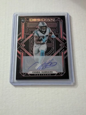 2021 Panini Obsidian Football - Chuba Hubbard Red Electric Etch Rookie Auto /10 - Image 1 of 2