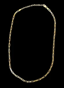 Collana catena fermacarte in oro sterling 925 Vermeil 3 mm 18,25" - Foto 1 di 9