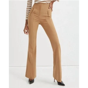 NWT Veronica Beard Tindaya Flare Pants Camel Size 8 High Rise Stretch Wool Blend - Picture 1 of 11