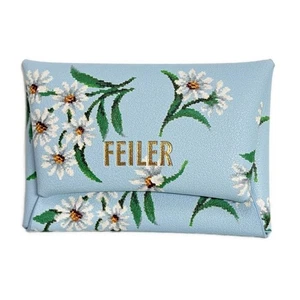 Auth FEILER - Light Blue White Multi Synthetic Leather Coin Case - Picture 1 of 4