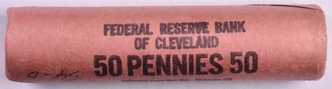 1954-D Lincoln Wheat Penny Federal Reserve Bank Of Cleveland - BU 50 Coin Roll Cover
