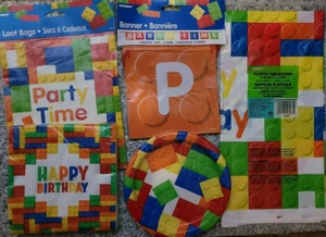 Building BLOCK PARTY HAPPY Birthday Party Supply Kit 8 w/ Banner & Bags - Picture 1 of 1