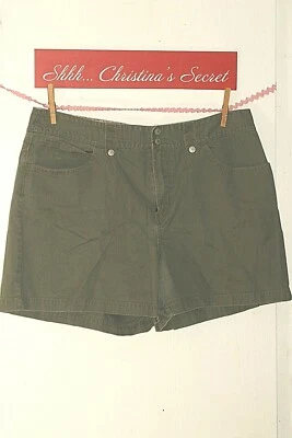DRESSBARN Shorts Green 100% Cotton Gabardine Pockets Sz 16 *G-VG - Image 1 of 4