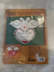 "Nuevo en paquete Galería de Artesanías Puntada-N-Pintura ""Corazón y Palomas"" Kit de Puntada de Cruz Contada - Imagen 1 de 5