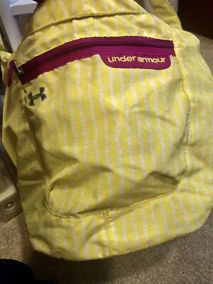 Bolso de Mano Under Armour Logo Yoga Gimnasio Entrenamiento Viaje Lona Rayas Amarillas Foto 1 de 4