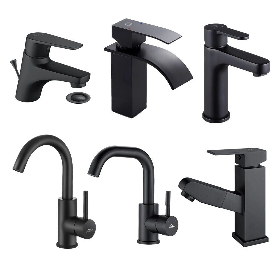 Waschtischarmatur Schwarz Wasserhahn Einhebelmischer Mischbatterie Badarmatur - Bild 1 von 1
