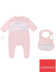 HUGO BOSS Baby Girl Sleep suit & Bib Set - Pink Pyjamas 12 months old, Gift set - Picture 1 of 4