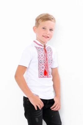 Embroidered shirt for a boy with short sleeves, Vyshyvanka, Embroidered, cotton - Image 1 of 2