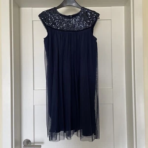 Esprit Mädchen Kleid Tüll Pailletten Blau Gefüttert Reissverschluss L 164 NEU - Bild 1 von 9