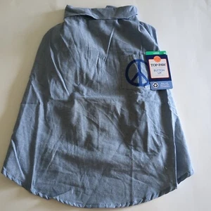 Top Paw Peace Chambray Button Up Shirt LARGE - Picture 1 of 8