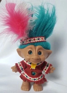 Native American Woman Troll Blue Hair & Eyes Wearing A Belly Jewel, Ace Novelty. - Picture 1 of 1