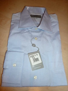 NEW $200+ HICKEY FREEMAN Mens Dress SHIRT 16 36 Blue 100% Cotton BC CANADA - Picture 1 of 8