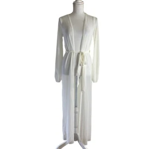 Windsor NWT Ivory Mesh Cardigan Size Small Long Sleeves Waist Tie Lightweight - Picture 1 of 8