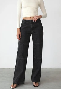 LIONESS Oversized Freedom Jeans in Washed Charcoal AU10 US 6 - Picture 1 of 4