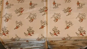 Vtg Fox Hunt Fabric Remnant Acetate 2 1/8 yds L x 46" W Roaring River Mills - Picture 1 of 5