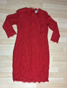 H&M Damen Spitzen/Etui Kleid Rot Gr.M wenig getragen top Zustand - Bild 1 von 12