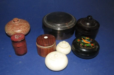 Lot de 8 Petites Boîtes Ancienne Pilulier Argenté, pierre, papier mache et autre - Photo 1/4