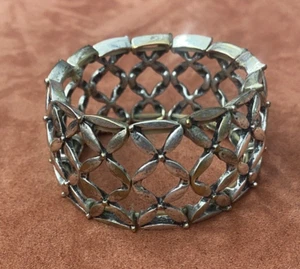 Brazalete elástico de plata X/Flor patrón 1,25" de ancho - Imagen 1 de 5
