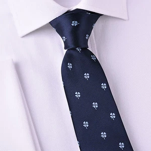 Blue Floral Four Leaf Clover 3" Tie Mens Luxury Fashion Business From B2B Shirts - Picture 1 of 6