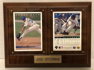 Vintage 1992 Jose Offerman Los Angeles Dodgers 2 Cards 6x8 Hanging Wall Plaque - Picture 1 of 3