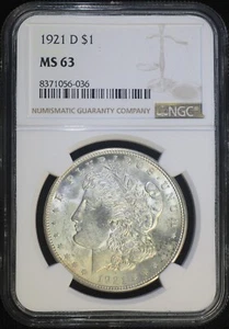 1921 D Morgan Silver Dollar NGC MS63 Choice BU Coin - Picture 1 of 2