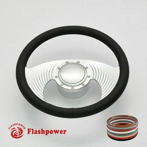 14" Billet Aluminum 9 Hole Steering Wheel Kit w/ Horn Button & Adapter - Bild 1 von 9