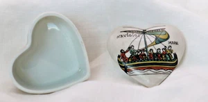 Handbemalte Limoges Herz Deckel Schmuckschatulle Capisserie de Bayyeusc Wandteppich - Bild 1 von 14