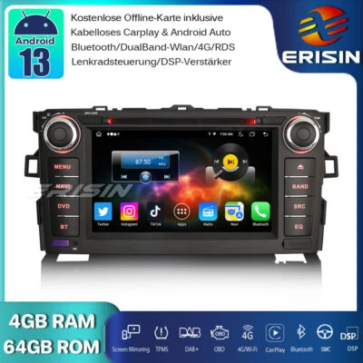 64GB DAB+Android 14 Autoradio GPS DVD CarPlay Navi OBD2 RDS DSP für Toyota Auris - Bild 1 von 4