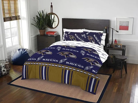 Baltimore Ravens NFL Rotary 5Pc Queen Bed In A Bag Set *New* Cover