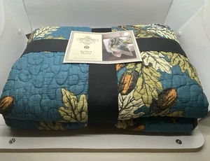 50"x70" Quilted Throw Blanket Acorn Oak Leaf Blue Bird - John Derian Target 2024 - Picture 1 of 4