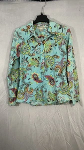 Bamboo Traders Paisley Hippie Psychedelic Long Sleeve Button Shirt Womens L - Picture 1 of 8