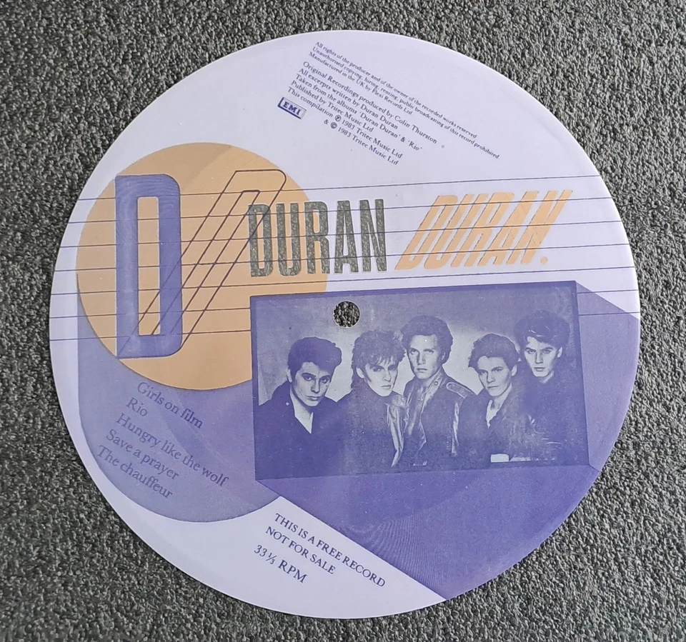 EXTREMELY RARE DURAN DURAN  5 TRACK 7" FLOPPY PICTURE DISC FAN CLUB  ISSUE ONLY  - Image 1 of 2
