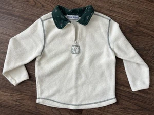 Vintage Christie Brooks Girls Quarter Zip Fleece, Size 5/6, White Green - Picture 1 of 7