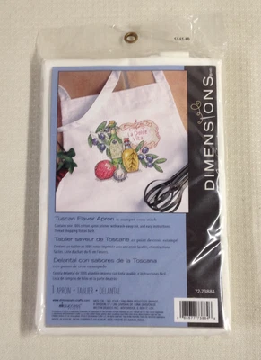 NEW -Dimensions “TUSCAN FLAVOR” Stamped Cross Stitch Apron Kit #72-73884 - Image 1 of 2