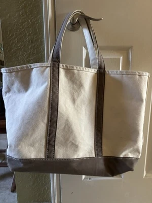 Bolso grande de lona vintage LL Bean Boat and Tote Mocha/marrón años 90 Foto 1 de 4