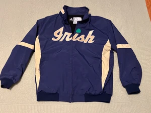 Adidas/Ripon Notre Dame Fighting Irish Clover Navy Blue/Gold Jacket Mens L -VGC - Picture 1 of 9