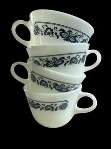 Juego de 4 tazas de café vintage Corning Old Town Blue Onion vaso de leche - Imagen 1 de 5