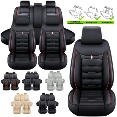 For Kia Car Seat Covers Leather Protector Cushion Pad Full Set Front Rear 5-Seat - Image 1 of 4