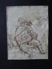 FRENCH SCHOOL 17thC - PORTRAIT OF A MUSICIAN - FINE INK DRAWING CIRCLE CALLOT