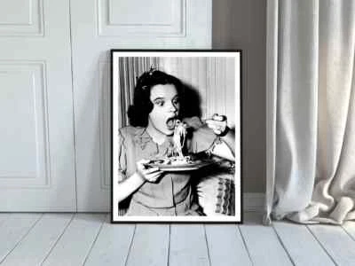 Judy Garland Eating Spaghetti Wall Art Poster Premium Quality Choose your Size - Image 1 of 3
