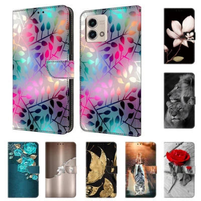 Painted Flip Wallet Phone Case For Motorola E20 E30 E40 E32 E13 G54 G14 G stylus - Image 1 of 4